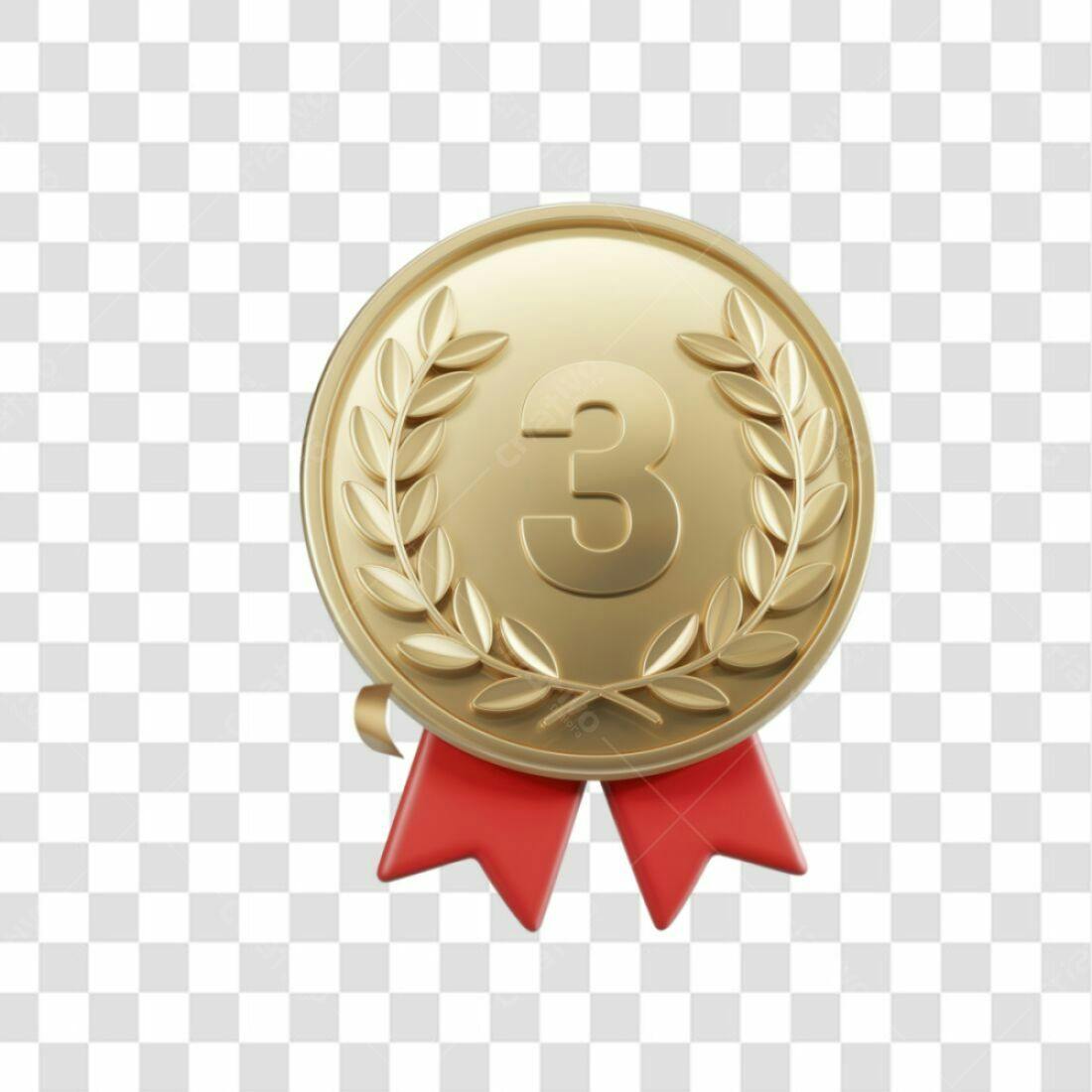 Icone Medalha Ouro 3º Lugar PNG com fundo transparente