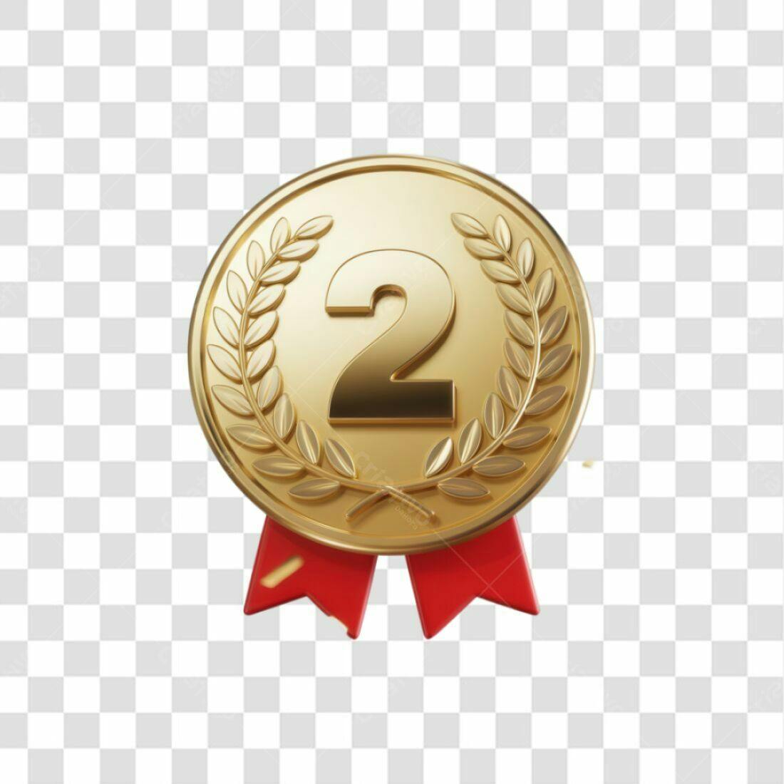 Icone Medalha Ouro 2o Lugar PNG com fundo transparente