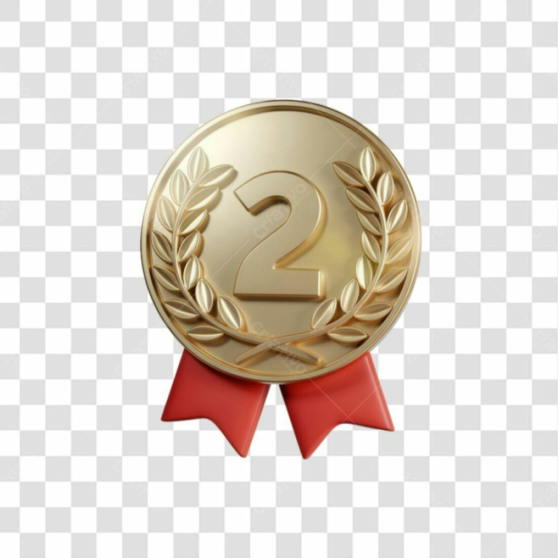 Icone Medalha Ouro 2o Lugar PNG com fundo transparente