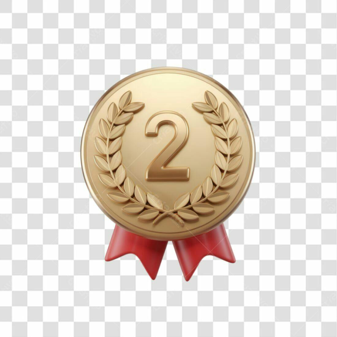 Icone Medalha Ouro 2º Lugar PNG com fundo transparente
