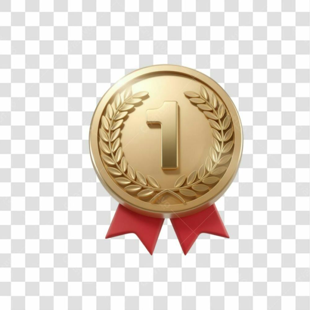 Selo 3D Render Medalha De Ouro Elemento Ícone Psd Png