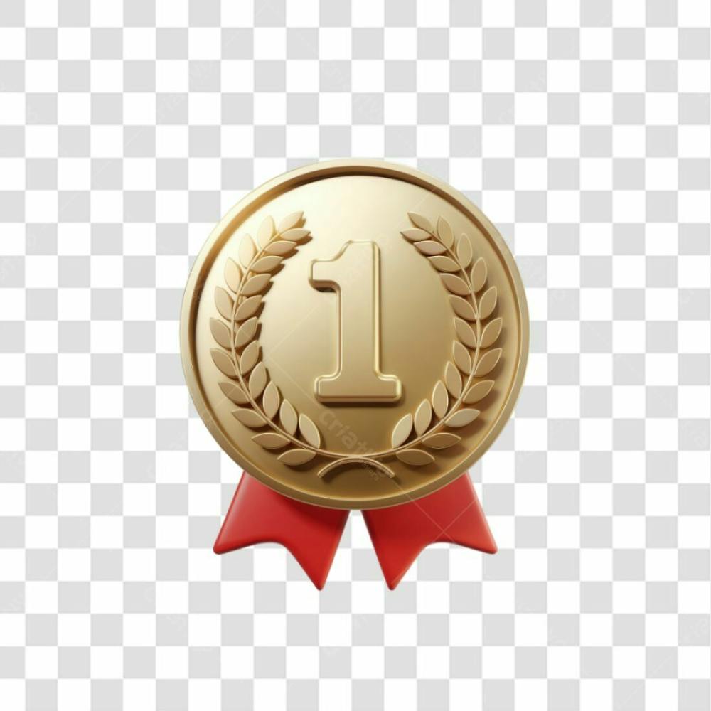 Selo 3D Render Medalha De Ouro Elemento Ícone Psd Png