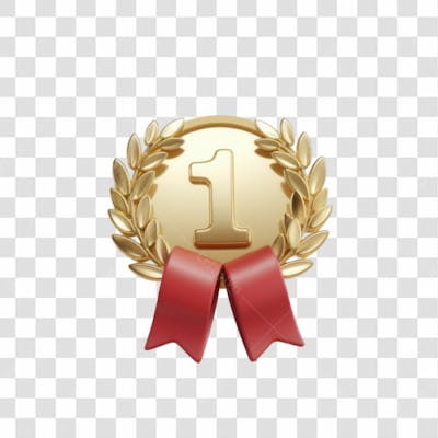 Selo 3D Render Medalha De Ouro Elemento Ícone Psd Png