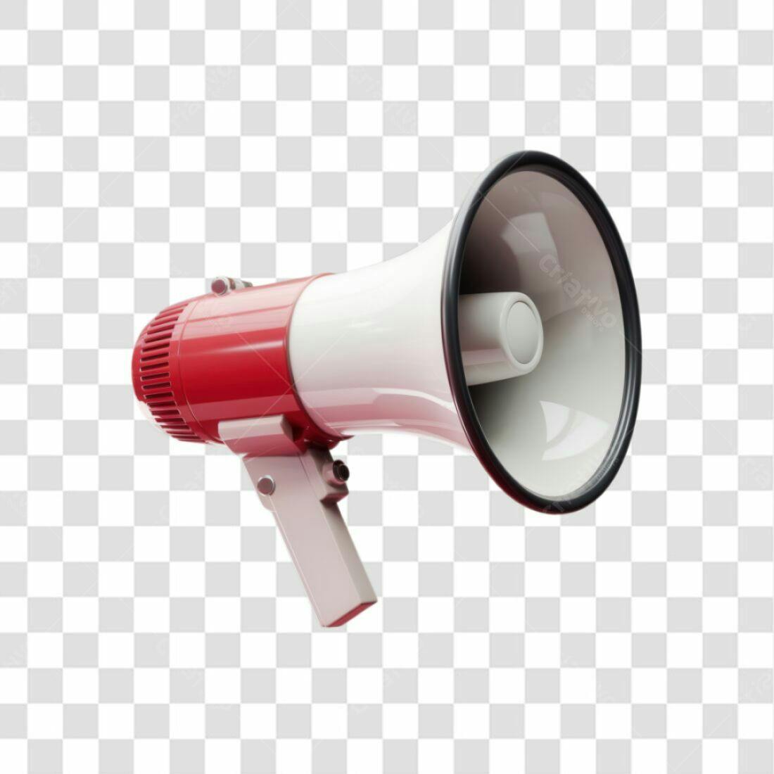 Icone Megafone Vermelho e Branco PNG com fundo transparente