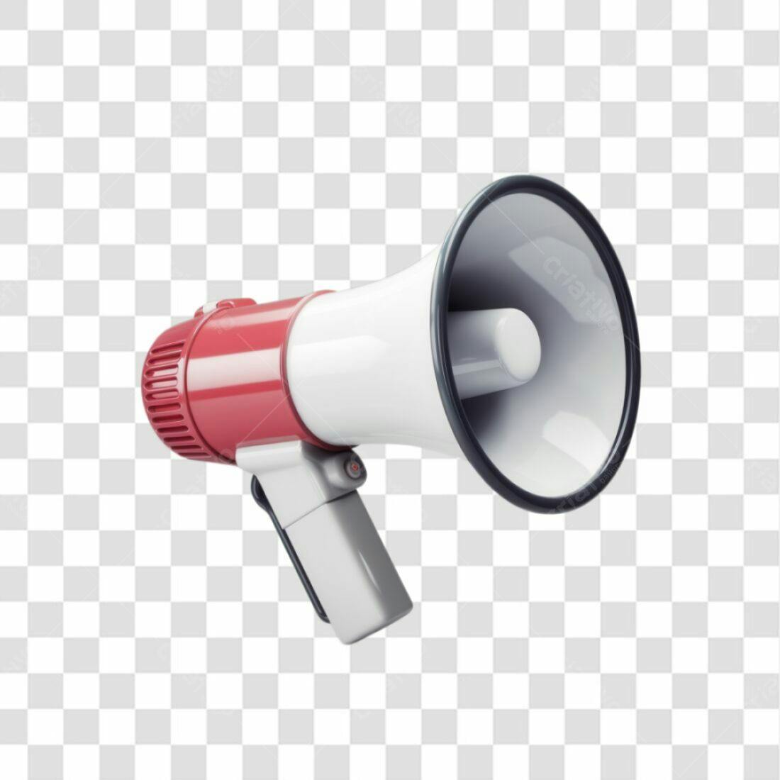 Ícone Megafone Vermelho e Branco PNG com fundo transparente