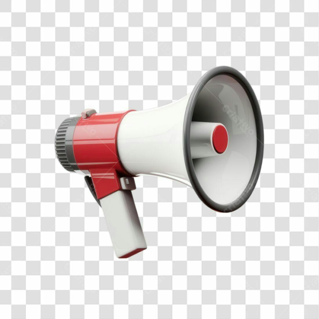 Ícone Megafone Vermelho e Branco PNG com fundo transparente