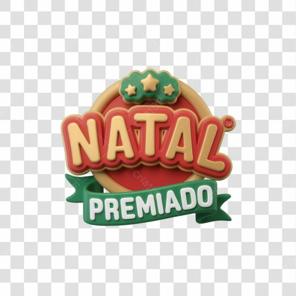 Selo 3D Render Natal Premiado Elemento Ícone Psd Png