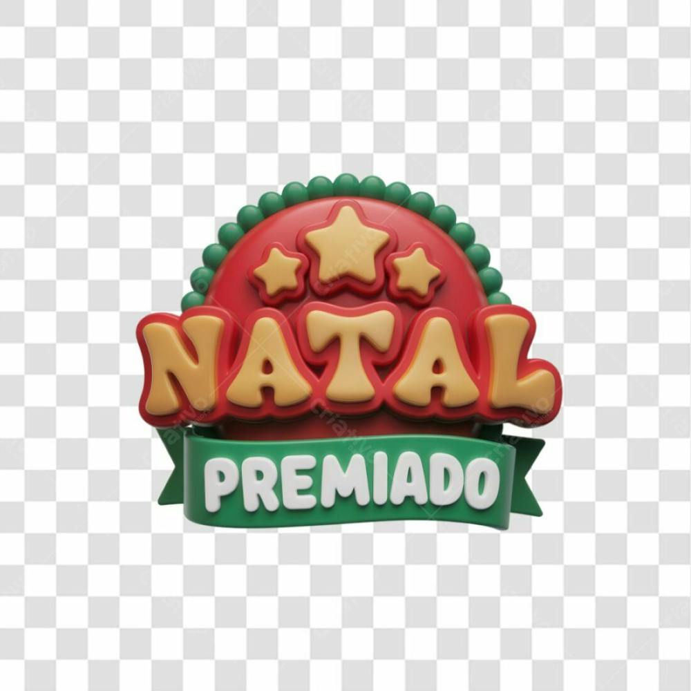 Selo 3D Render Natal Premiado Elemento Ícone Psd Png