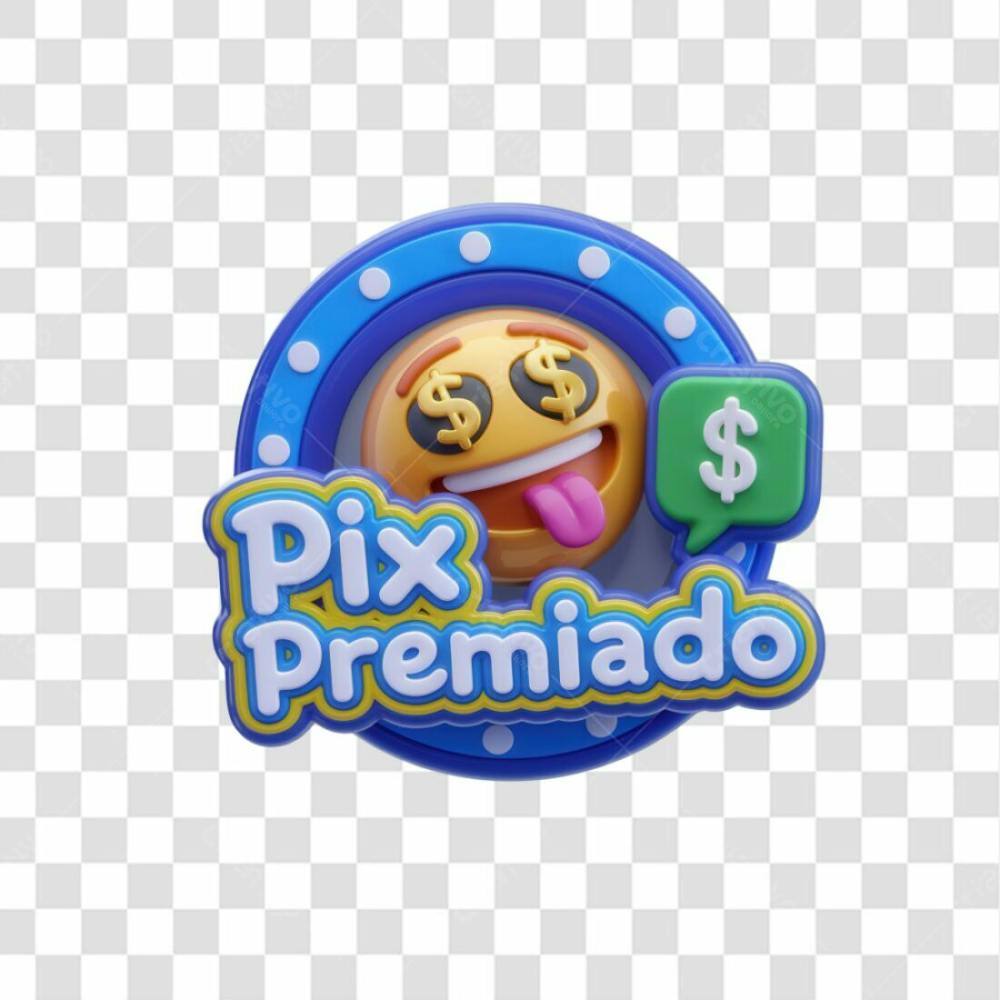 Selo 3D Render Pix Premiado Elemento Ícone Psd Png