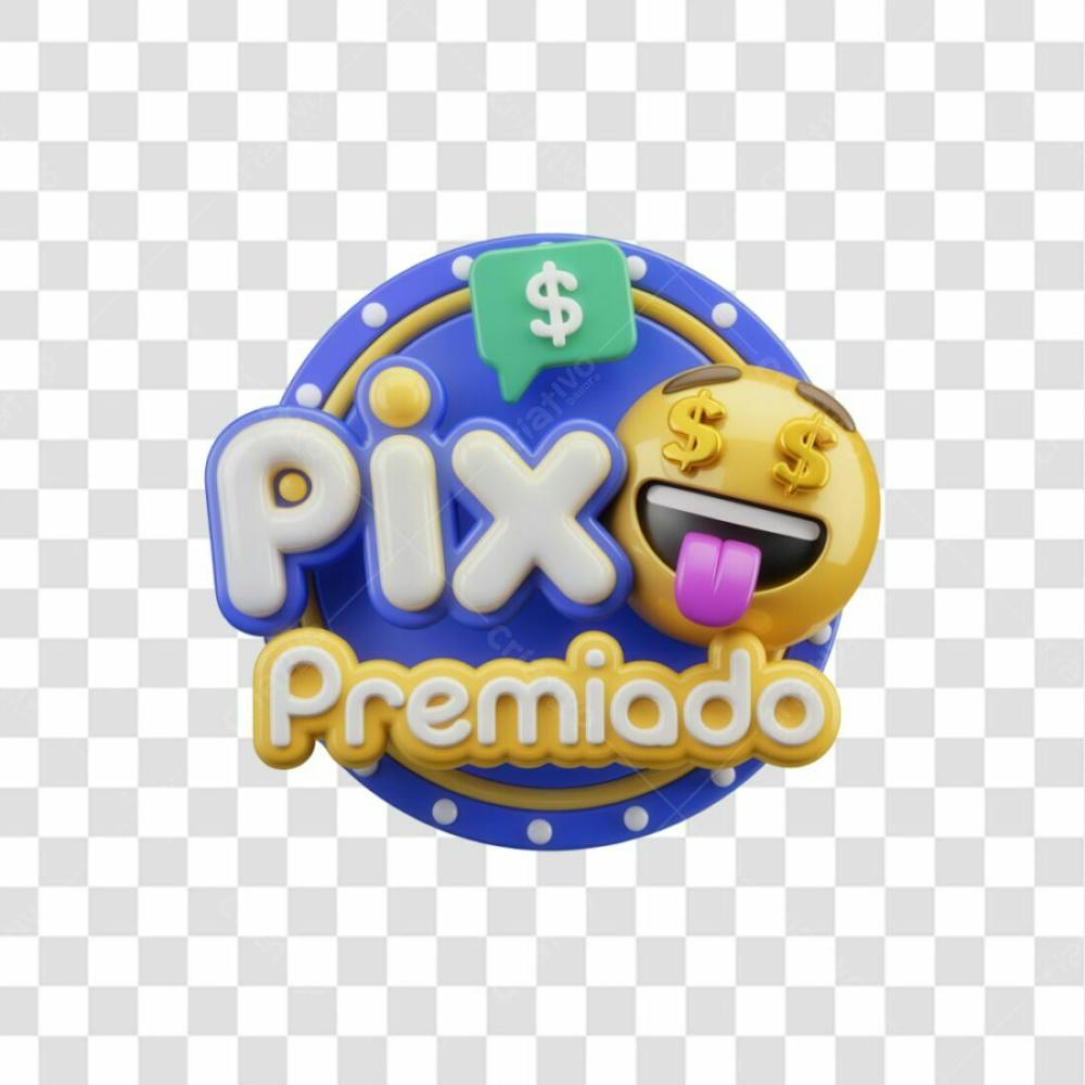 Selo 3D Render Pix Premiado Elemento Ícone Psd Png