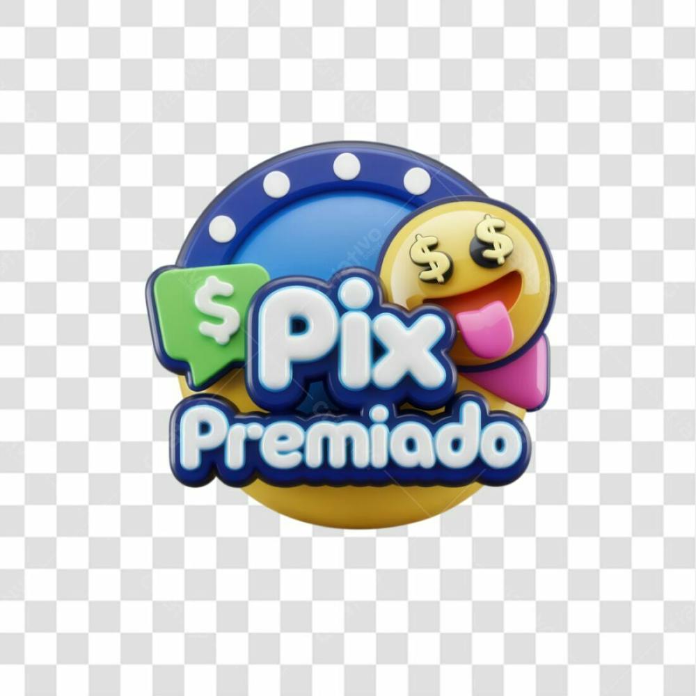 Selo 3D Render Pix Premiado Elemento Ícone Psd Png