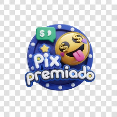 Selo 3D Render Pix Premiado Elemento Ícone Psd Png