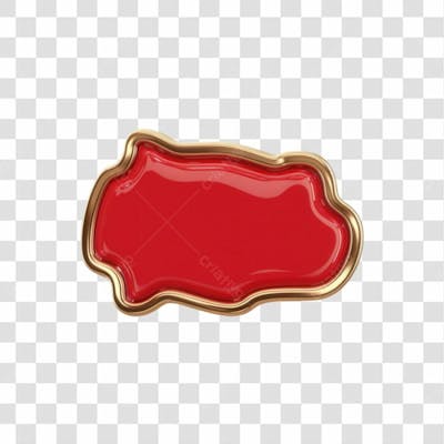 Selo 3D Render Placa Vermelha Natal Elemento Ícone Psd Png