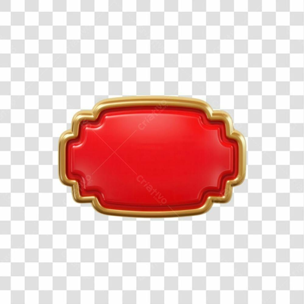 Selo 3D Render Placa Vermelha Natal Elemento Ícone Psd Png