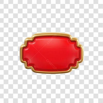 Selo 3D Render Placa Vermelha Natal Elemento Ícone Psd Png