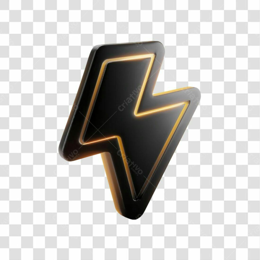 Ícone Raio Preto e Dourado PNG com fundo transparente