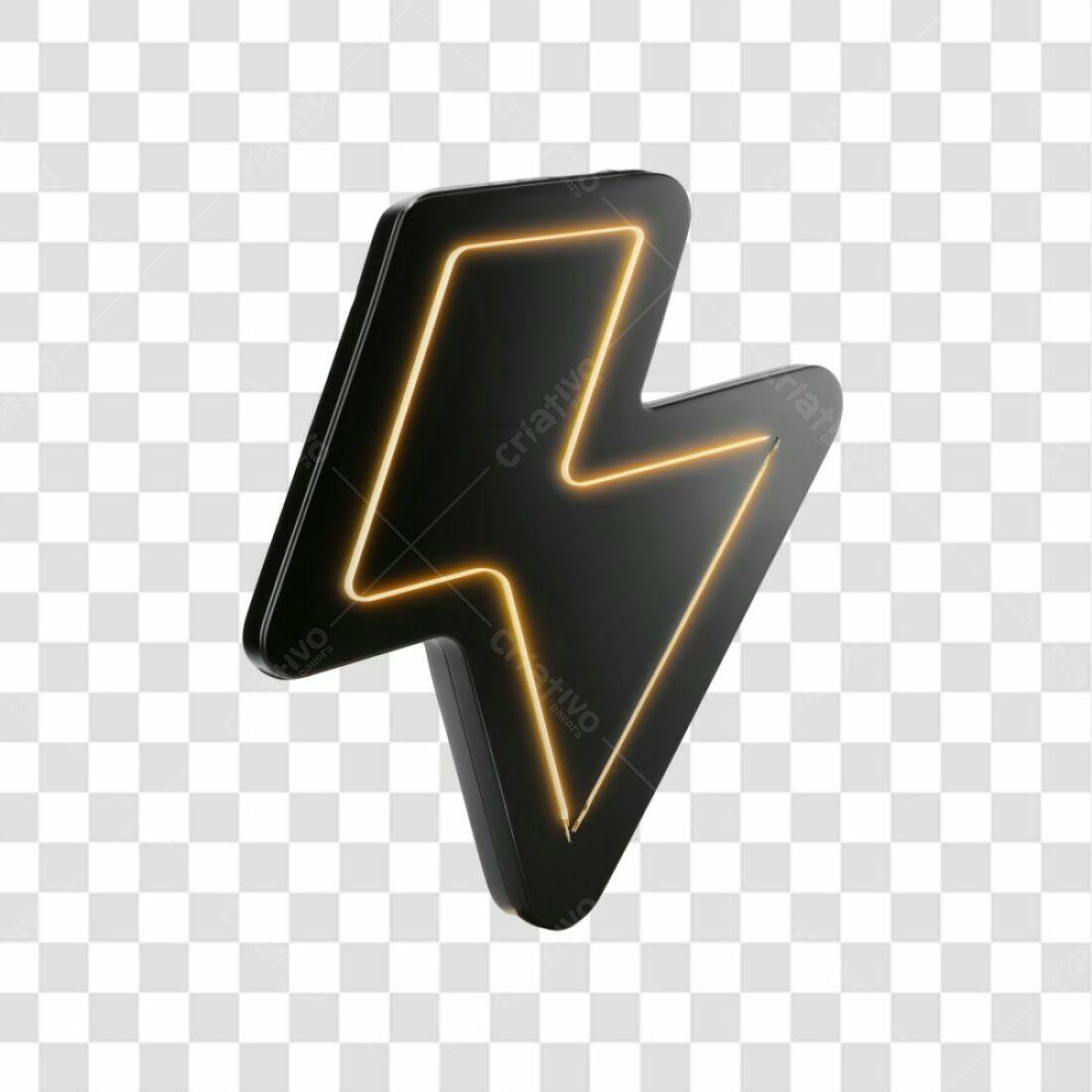 Ícone Raio Preto e Dourado PNG com fundo transparente