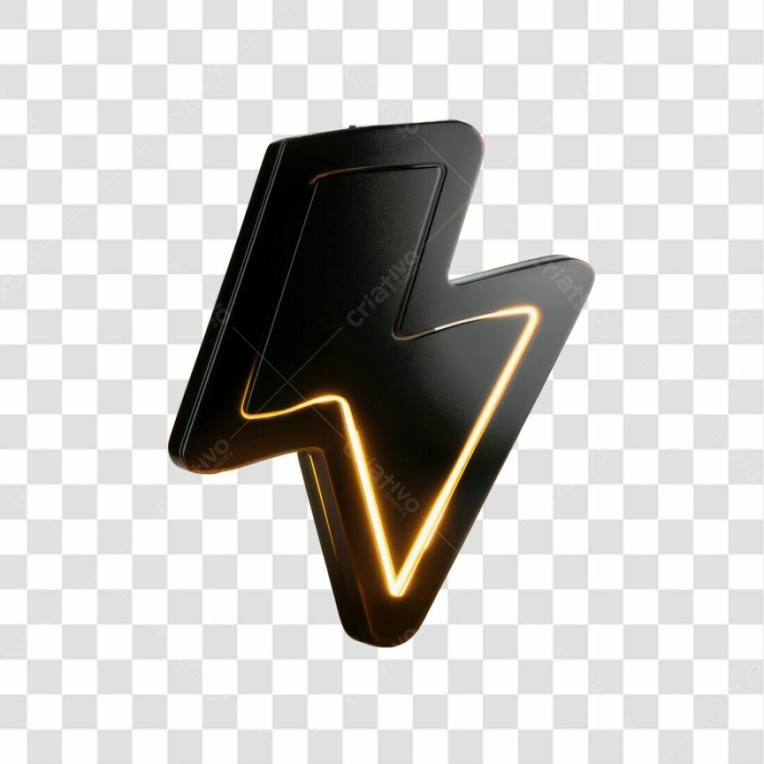Ícone Raio Preto e Dourado PNG com fundo transparente