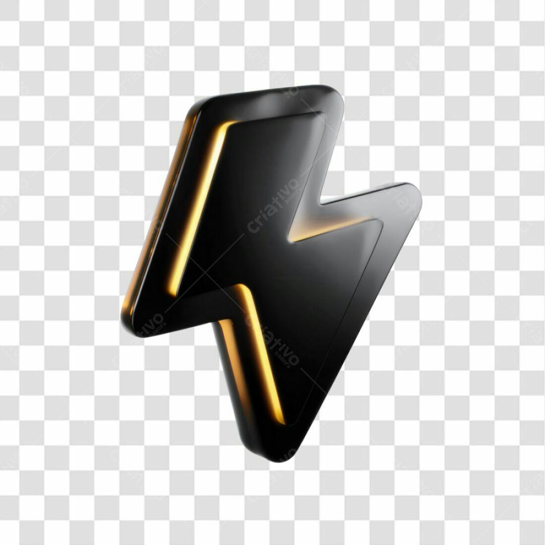 Ícone Raio Preto e Dourado PNG com fundo transparente