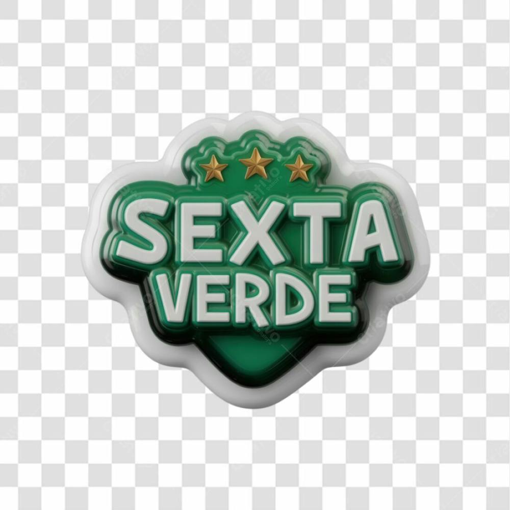 Selo 3D Render Sexta Verde Elemento Ícone Psd Png