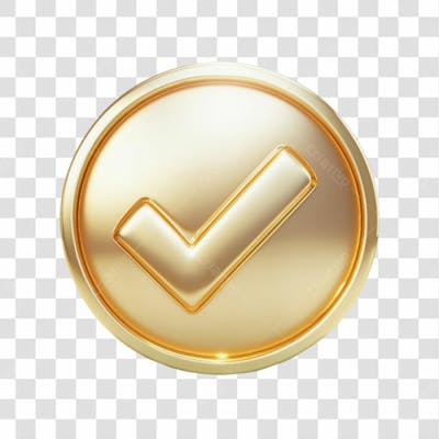 Selo 3D Render Visto V Erificado Elemento Ícone Psd Png