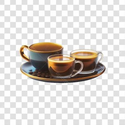 Selo 3D Render Xícara De Café Elemento Ícone Psd Png