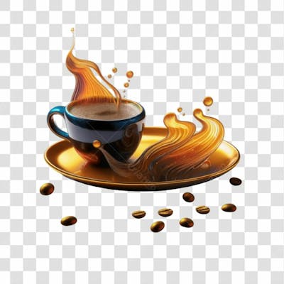 Selo 3D Render Xícara De Café Elemento Ícone Psd Png