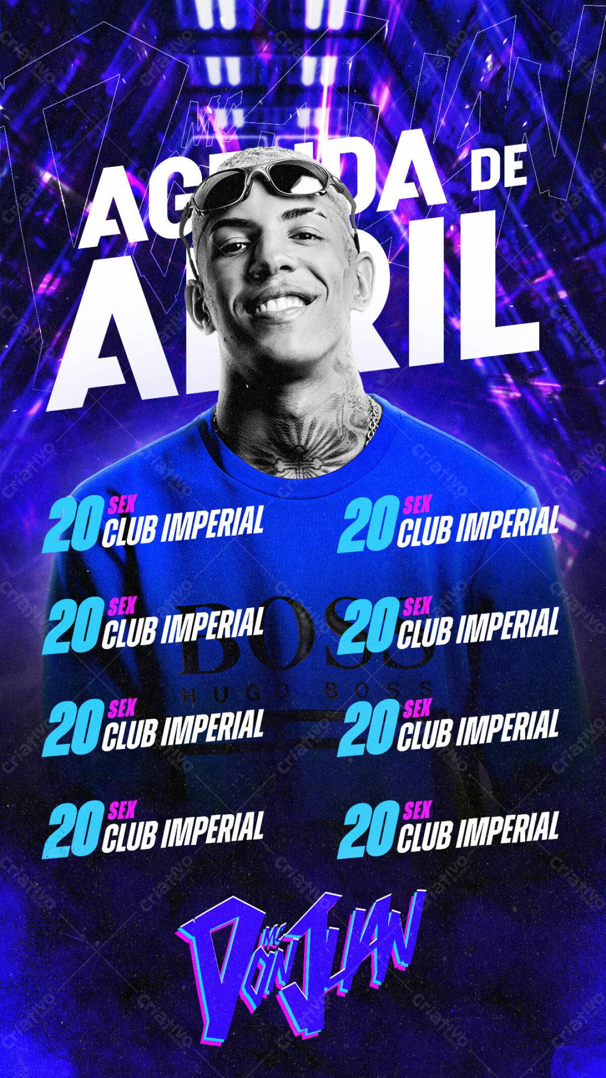 Flyer para Show do Poze do Rodo em Abril PSD Editável