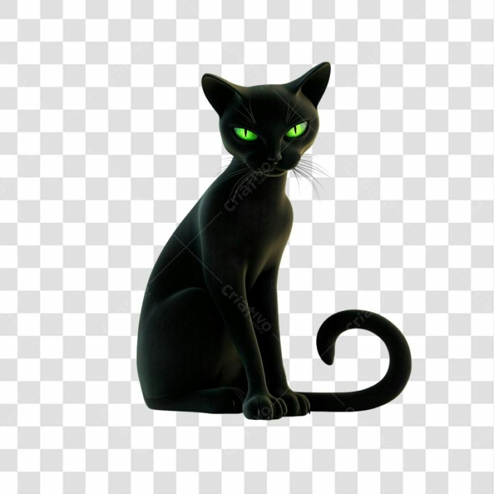 Gato De Halloween Com Olhos Verdes Em Alta Qualidade Png Transparente