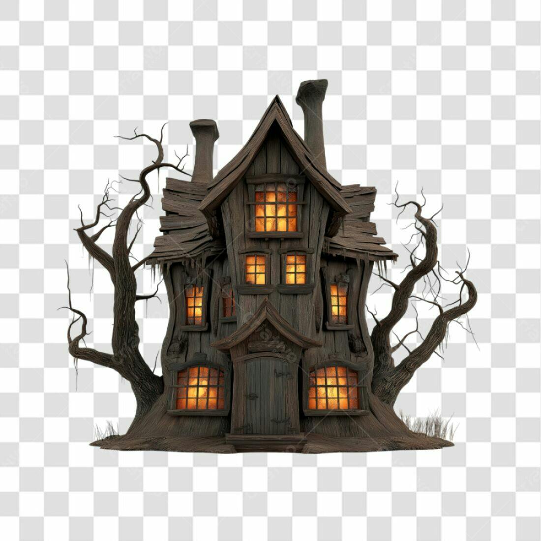 Icone Halloween Casa Assombrada PNG com fundo transparente
