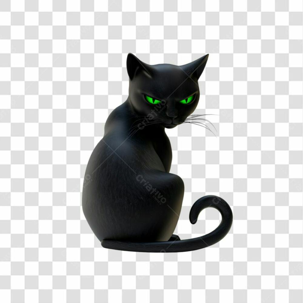 Gato De Halloween Com Olhos Verdes Em Alta Qualidade Png Transparente