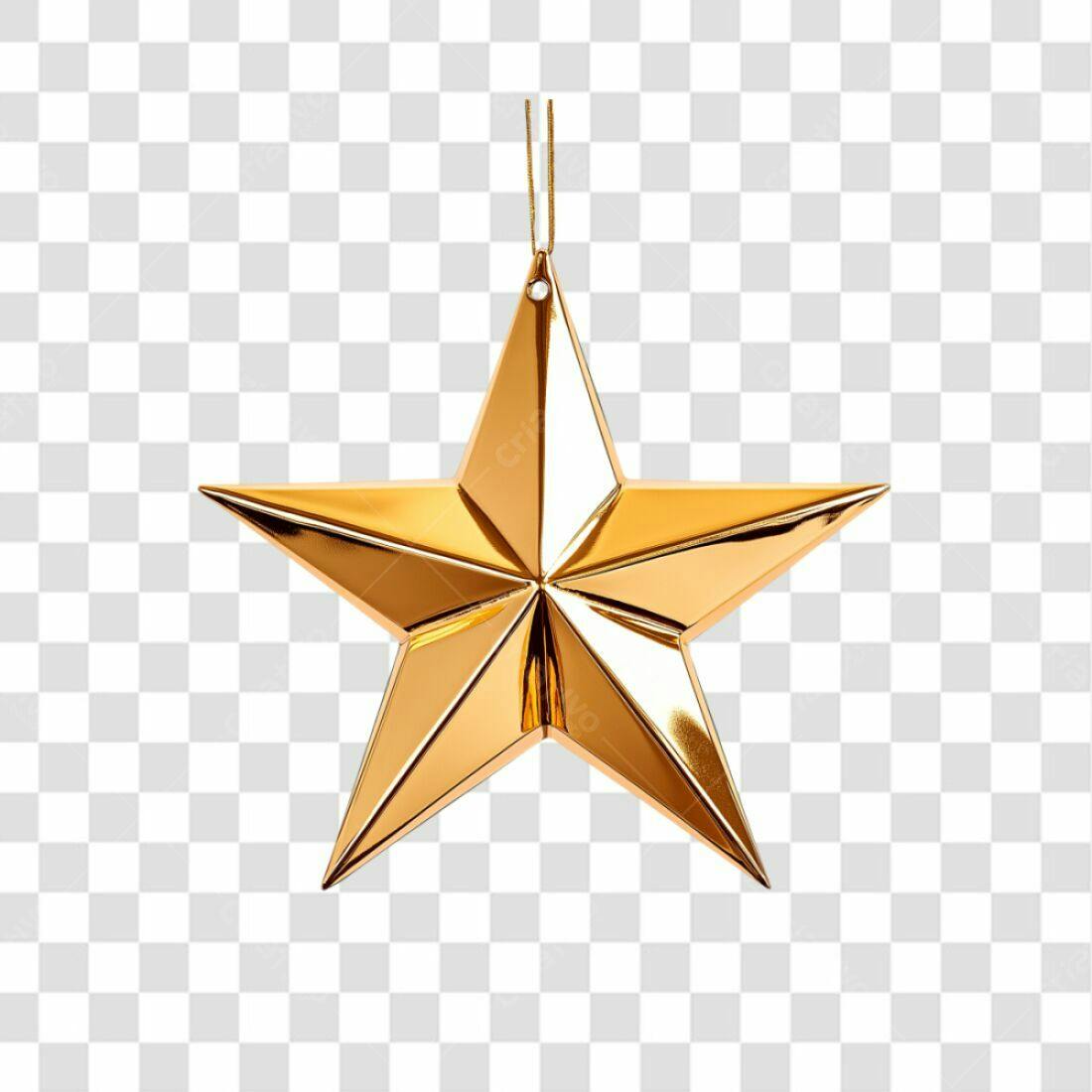 Enfeite Natal Estrela Dourada PNG com fundo transparente
