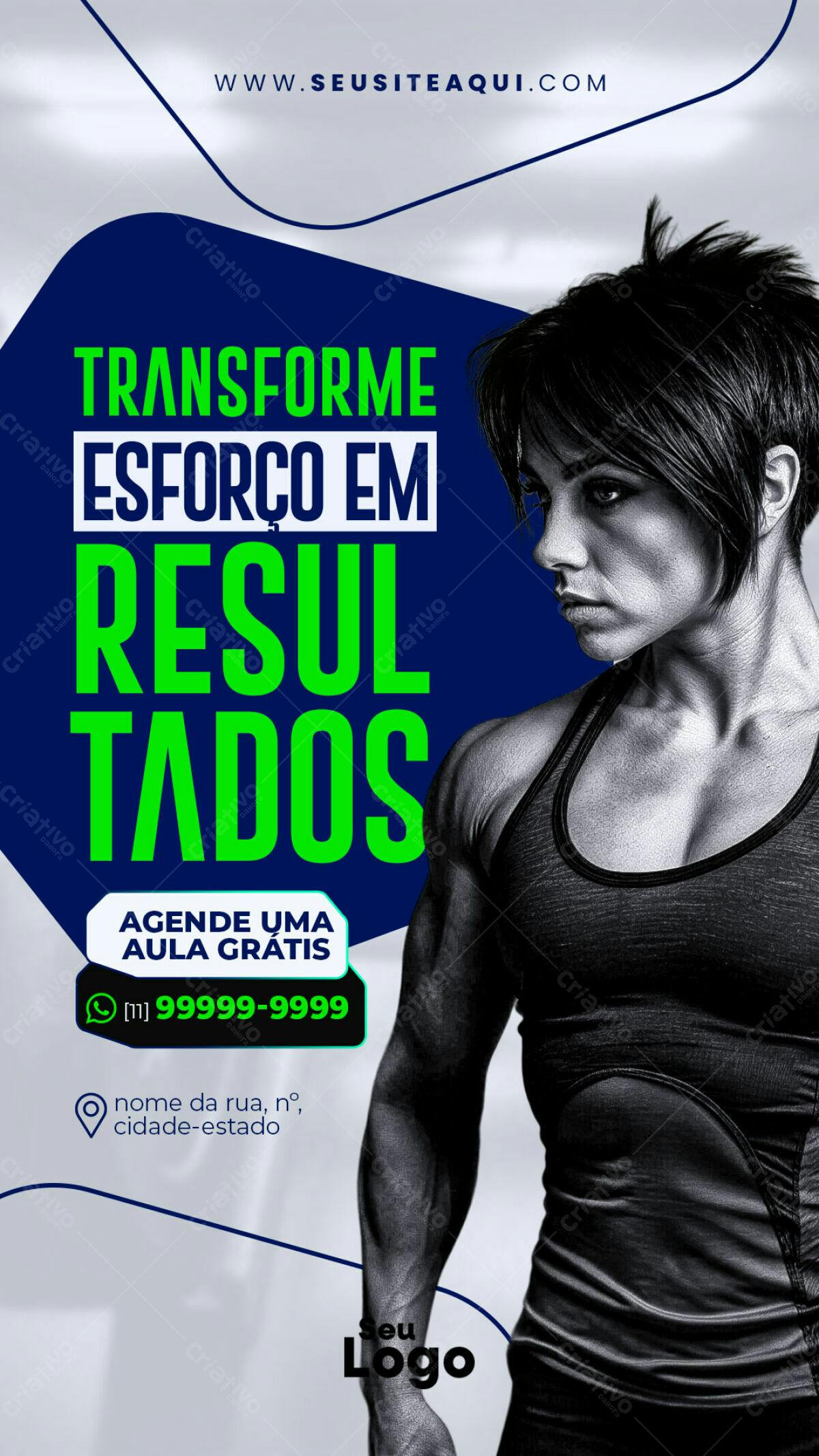 Flyer Academia Aula Grátis PSD Editável