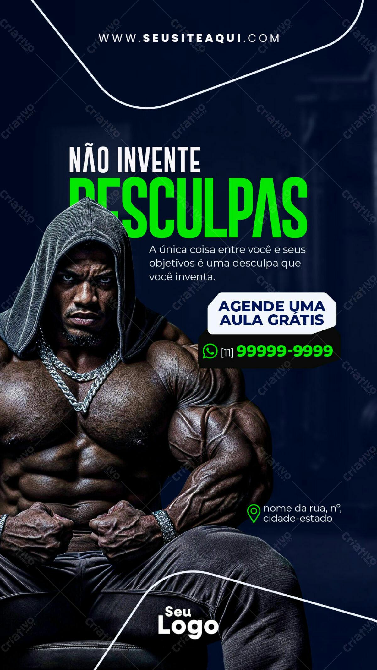 Flyer Academia Aula Grátis PSD Editável