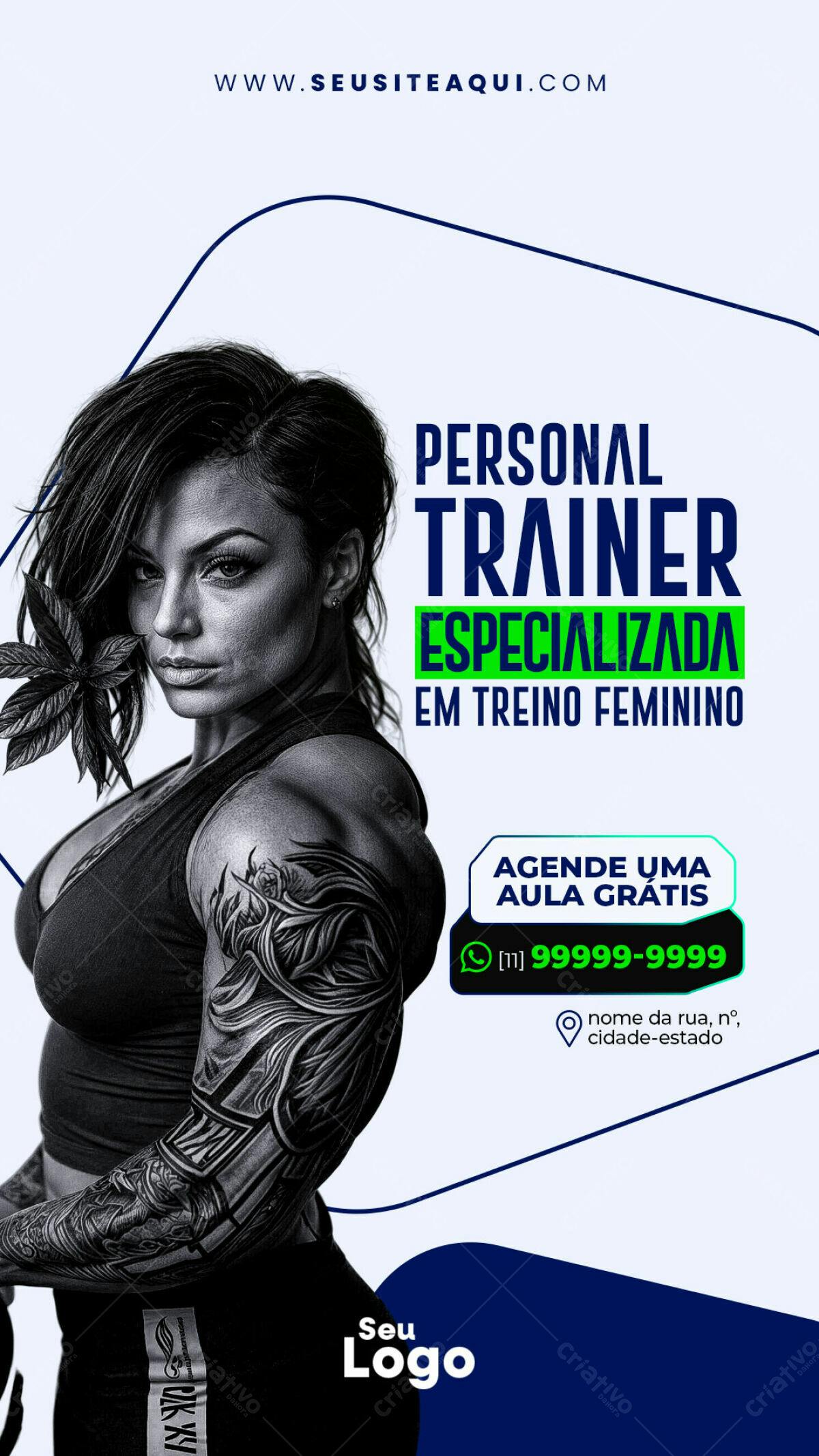 Flyer Personal Trainer Feminino PSD Editável