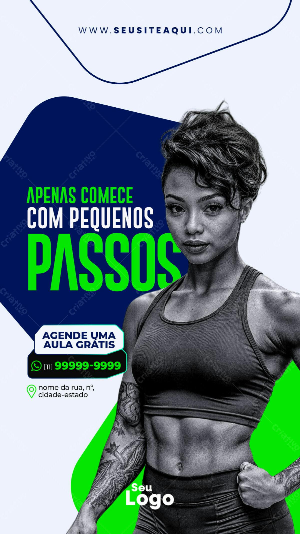 Flyer Academia Aula Grátis PSD Editável