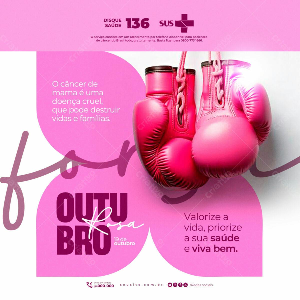 Flyer Outubro Rosa PSD Editável