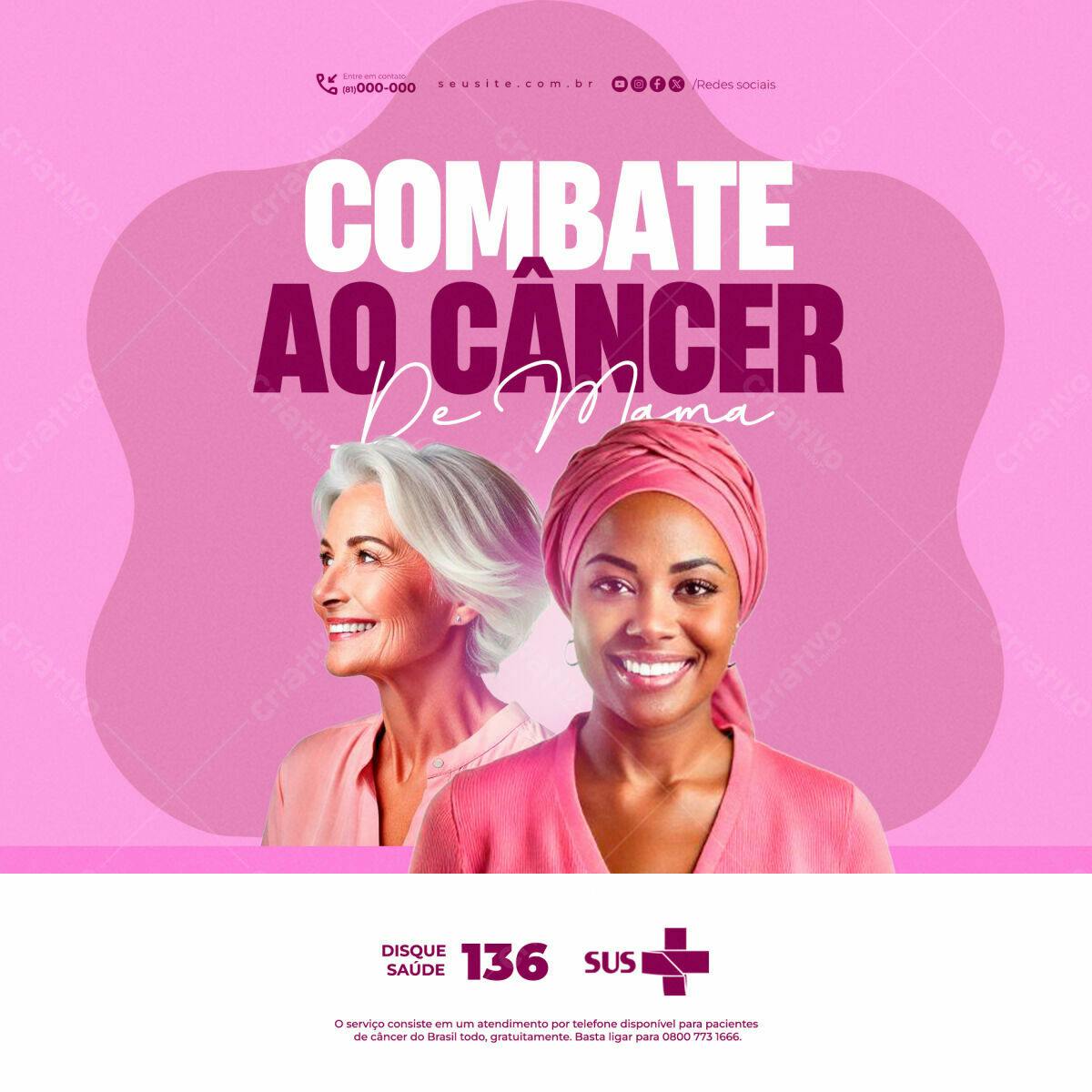 Flyer Combate ao Câncer de Mama PSD Editável