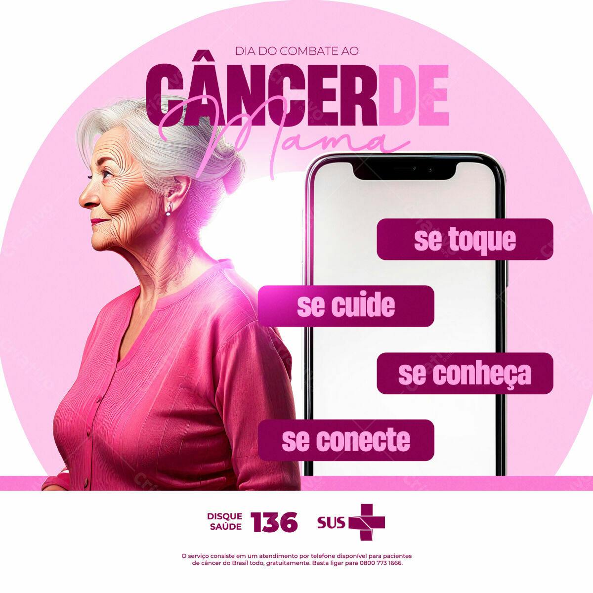 Flyer Dia do Combate ao Câncer de Mama PSD Editável