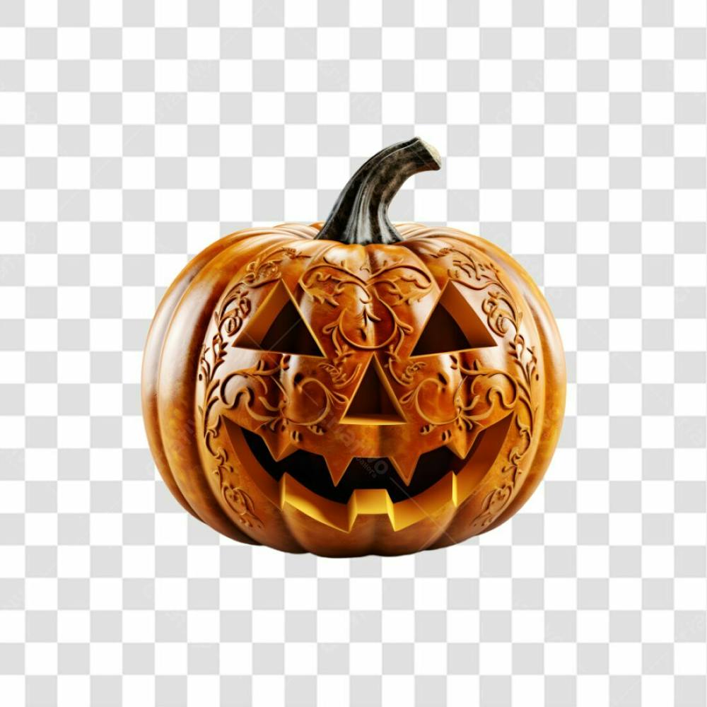 Cabeça De Abóbora Halloween Elemento 3D Para Composição Png
