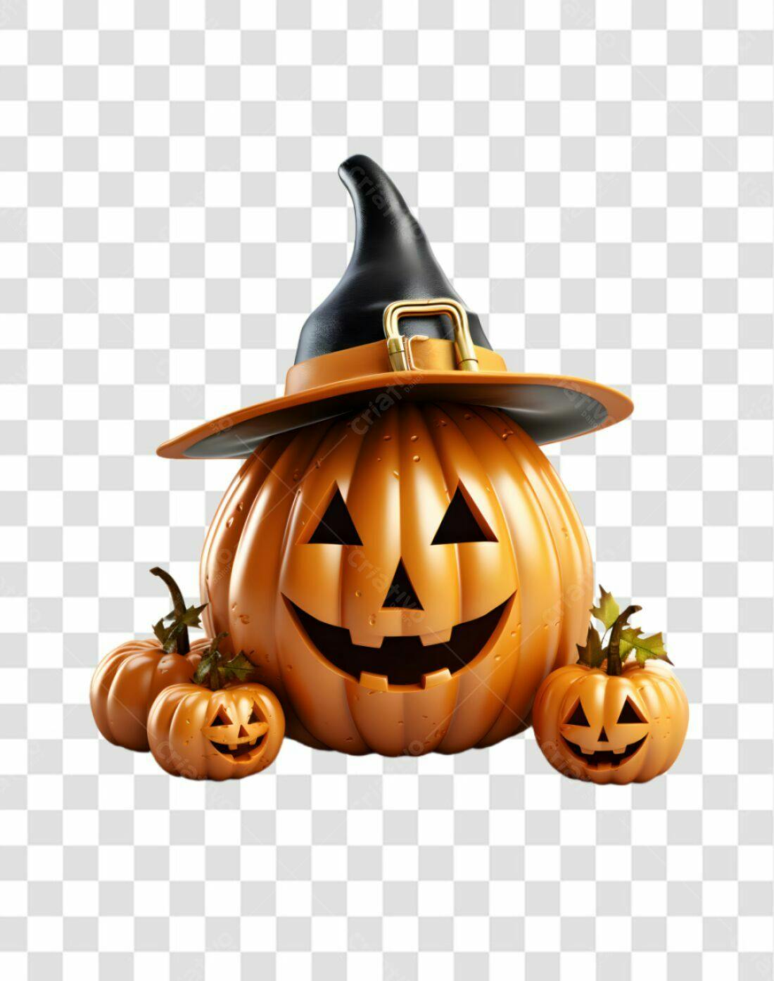 Icone Halloween Abóbora com Chapeu PNG com fundo transparente