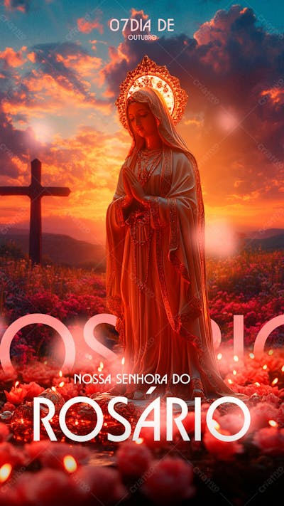 Flyer 7 De Outubro Dia Da Nossa Senhora Do Rosário Story Psd Editavel