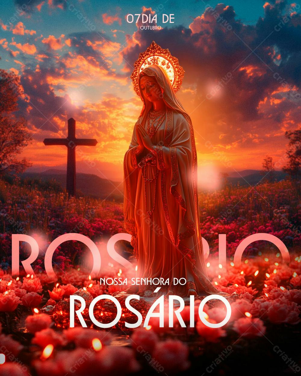 Flyer 7 De Outubro Dia Da Nossa Senhora Do Rosário Feed Psd Editavel