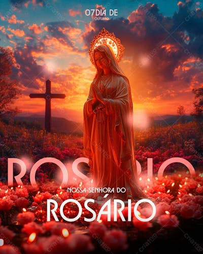 Flyer 7 De Outubro Dia Da Nossa Senhora Do Rosário Feed Psd Editavel