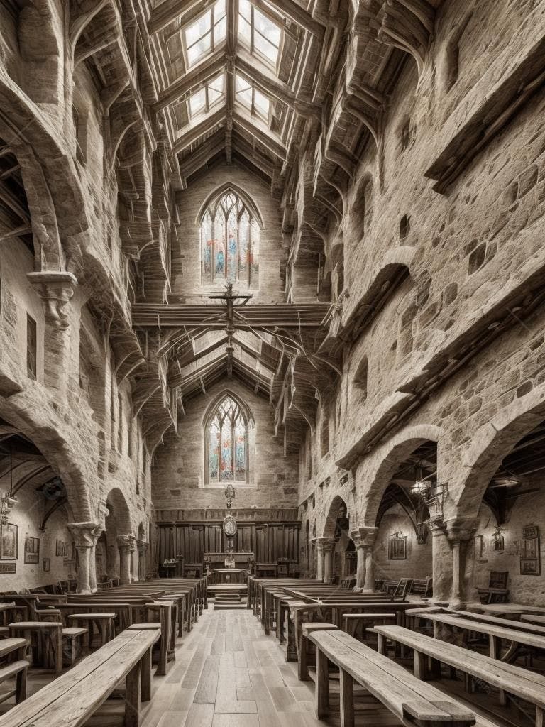 Interior de Igreja Antiga de Pedra