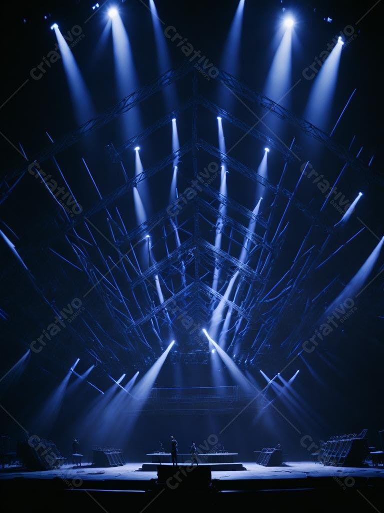 Palco iluminado azul show musical
