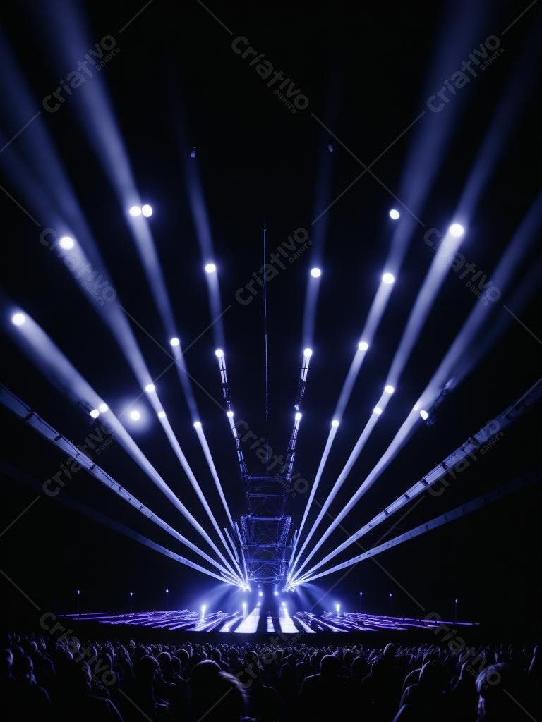 Show de luzes azuis em palco escuro