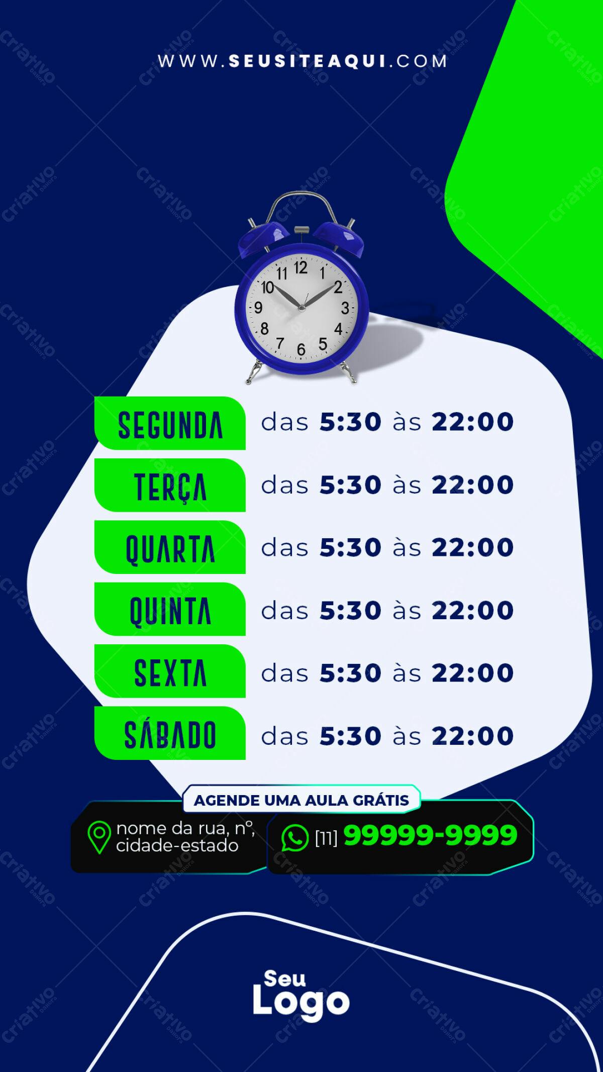 Flyer Horário de Funcionamento PSD Editável