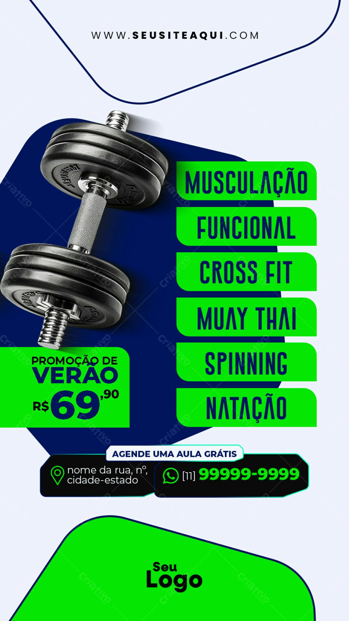 Flyer Academia Promoção Verão PSD Editável