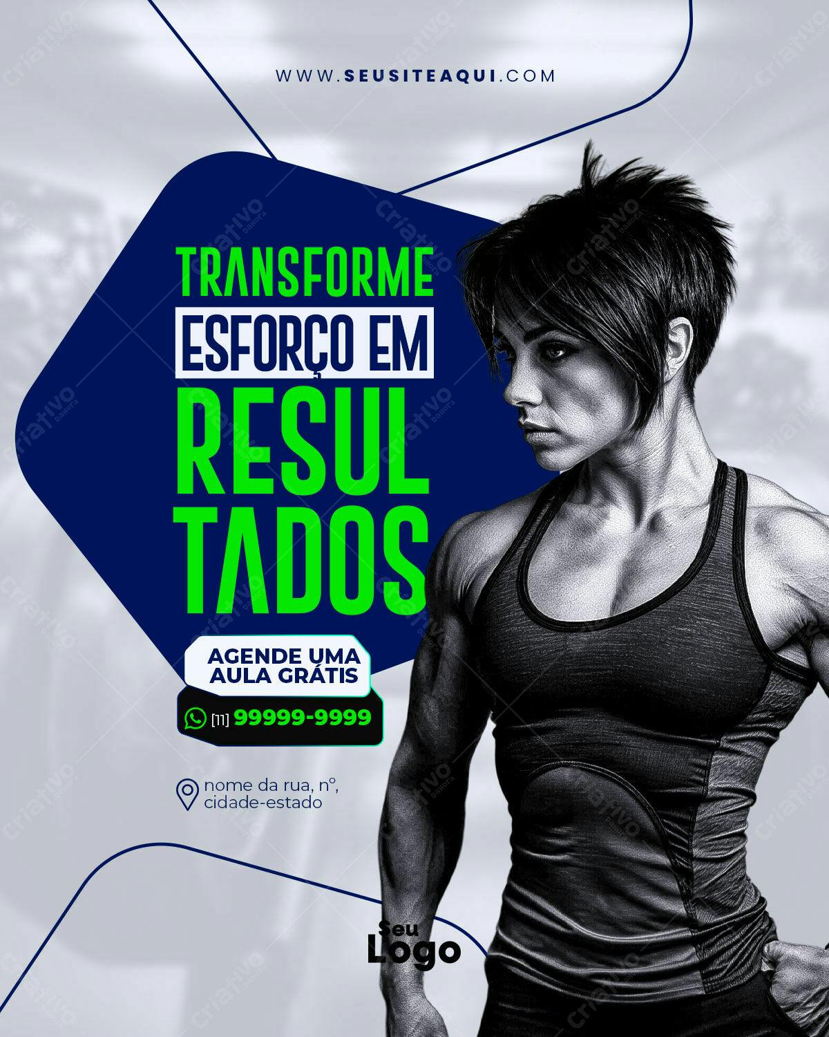 Flyer Academia PSD Editável - Transforme Esforço em Resultados